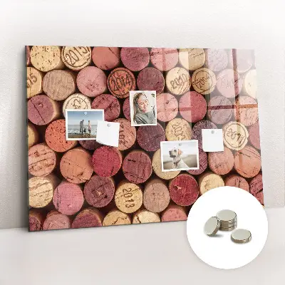 Magnetic wall board with wine corks design