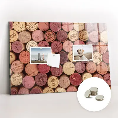 Magnetic wall board with wine corks design