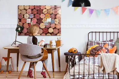 Magnetic wall board with wine corks design