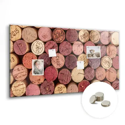 Magnetic wall board with wine corks design