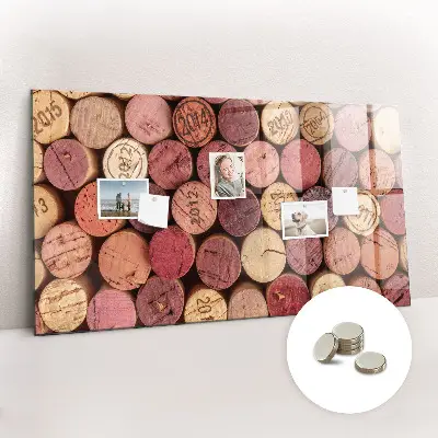 Magnetic wall board with wine corks design