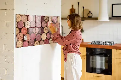 Magnetic wall board with wine corks design