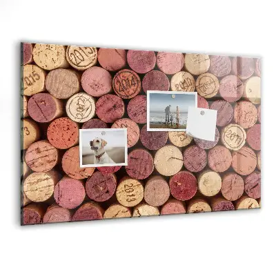 Magnetic wall board with wine corks design