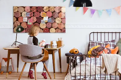 Magnetic wall board with wine corks design