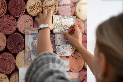 Magnetic wall board with wine corks design
