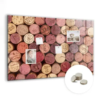 Magnetic wall board with wine corks design