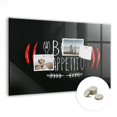 Magnetic wall board with Bon Appetit inscription