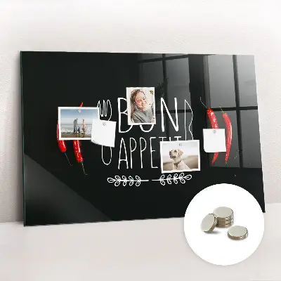 Magnetic wall board with Bon Appetit inscription