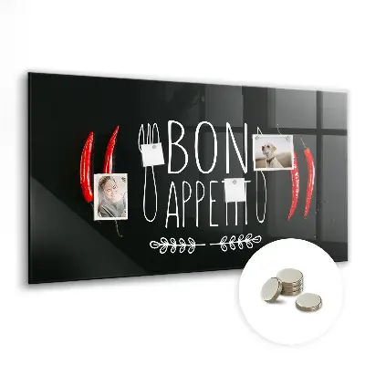 Magnetic wall board with Bon Appetit inscription