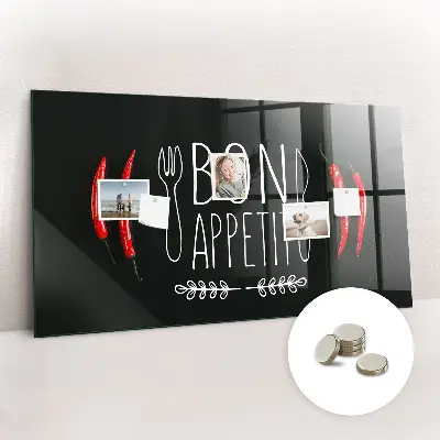 Magnetic wall board with Bon Appetit inscription