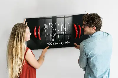 Magnetic wall board with Bon Appetit inscription