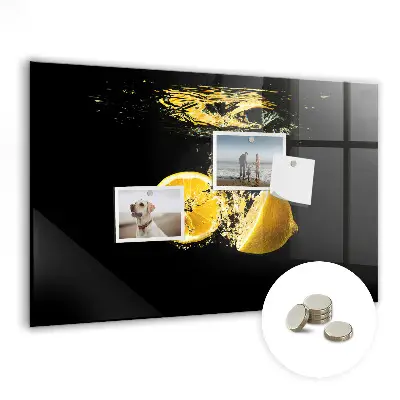 Magnetic Glass Dry Erase Board with Lemons Print