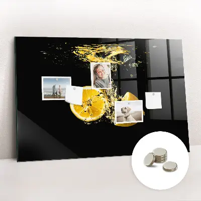 Magnetic Glass Dry Erase Board with Lemons Print