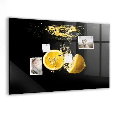 Magnetic Glass Dry Erase Board with Lemons Print