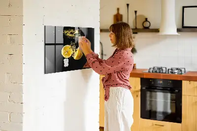 Magnetic Glass Dry Erase Board with Lemons Print