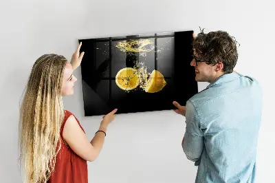 Magnetic Glass Dry Erase Board with Lemons Print