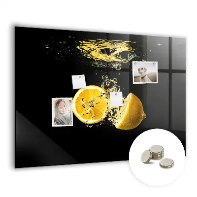 Magnetic Glass Dry Erase Board with Lemons Print