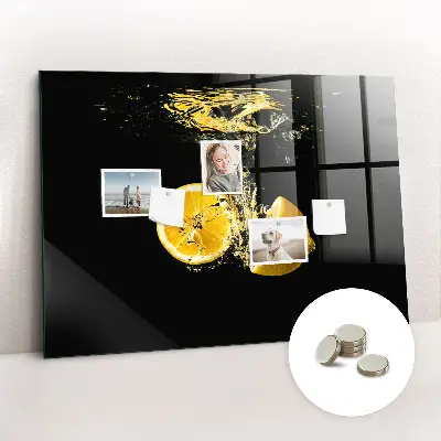 Magnetic Glass Dry Erase Board with Lemons Print