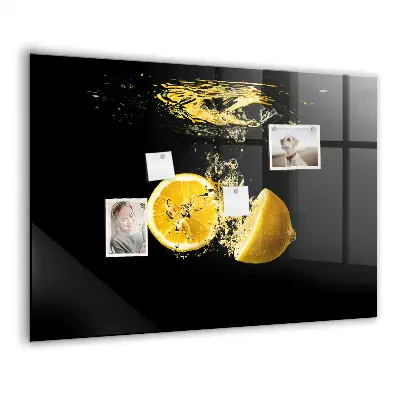 Magnetic Glass Dry Erase Board with Lemons Print