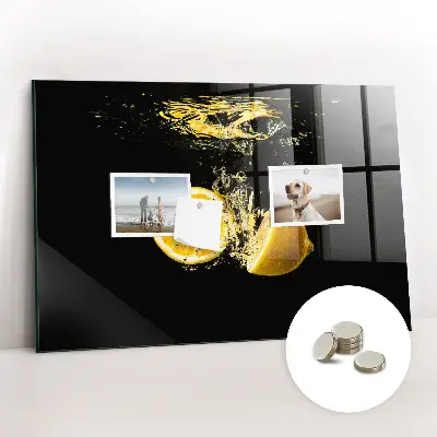 Magnetic Glass Dry Erase Board with Lemons Print