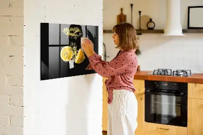 Magnetic Glass Dry Erase Board with Lemons Print
