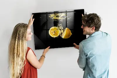Magnetic Glass Dry Erase Board with Lemons Print