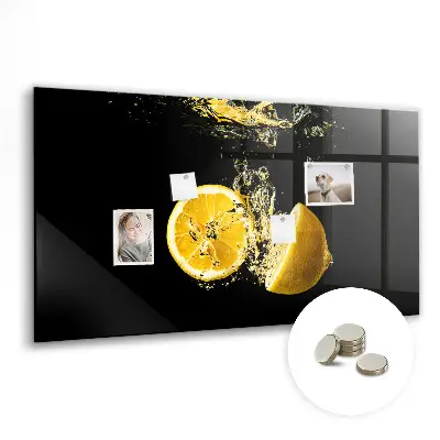 Magnetic Glass Dry Erase Board with Lemons Print