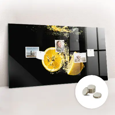 Magnetic Glass Dry Erase Board with Lemons Print