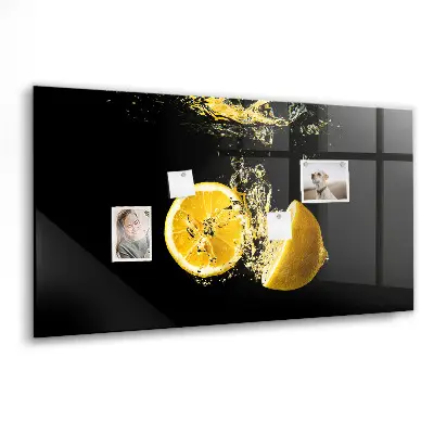 Magnetic Glass Dry Erase Board with Lemons Print