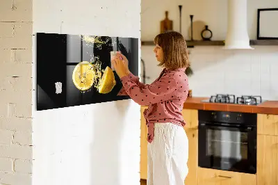 Magnetic Glass Dry Erase Board with Lemons Print
