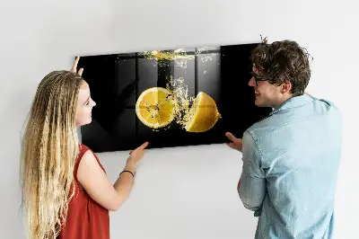 Magnetic Glass Dry Erase Board with Lemons Print
