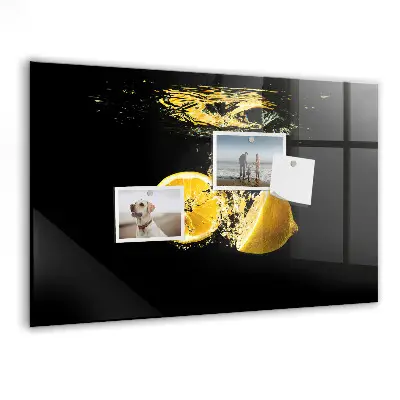 Magnetic Glass Dry Erase Board with Lemons Print