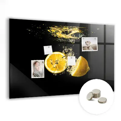 Magnetic Glass Dry Erase Board with Lemons Print