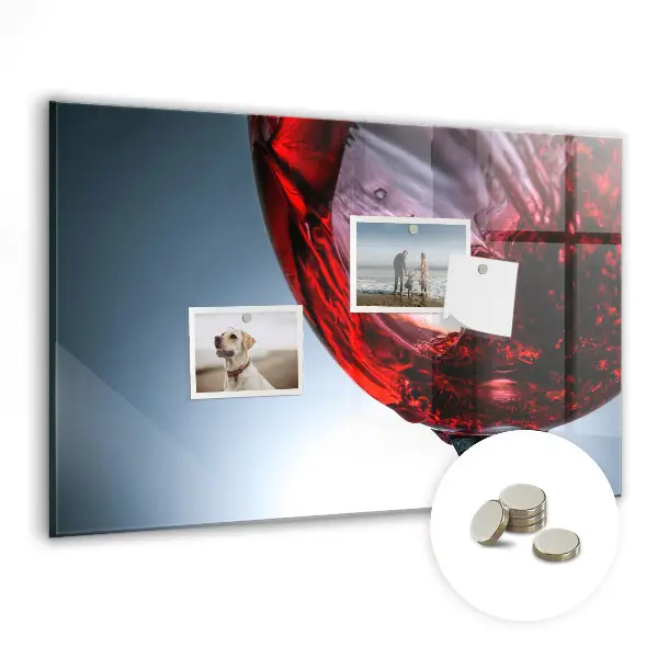Magnetic glass dry erase board with glass of wine print