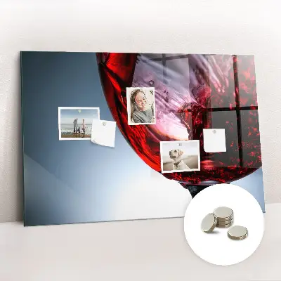 Magnetic glass dry erase board with glass of wine print