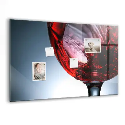 Magnetic glass dry erase board with glass of wine print