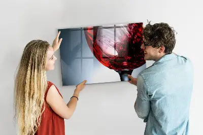 Magnetic glass dry erase board with glass of wine print