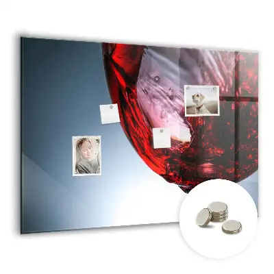 Magnetic glass dry erase board with glass of wine print