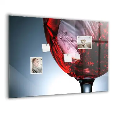 Magnetic glass dry erase board with glass of wine print
