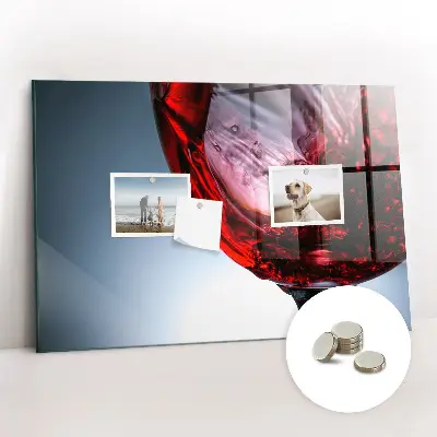 Magnetic glass dry erase board with glass of wine print