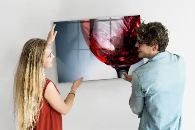 Magnetic glass dry erase board with glass of wine print