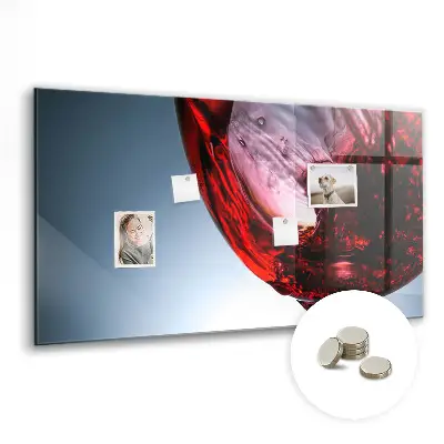 Magnetic glass dry erase board with glass of wine print