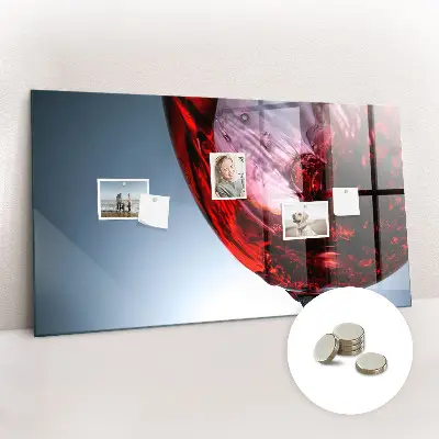 Magnetic glass dry erase board with glass of wine print