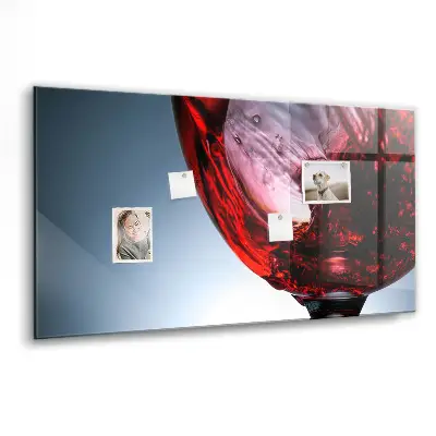 Magnetic glass dry erase board with glass of wine print