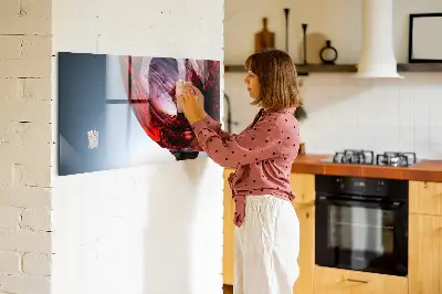 Magnetic glass dry erase board with glass of wine print