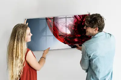 Magnetic glass dry erase board with glass of wine print