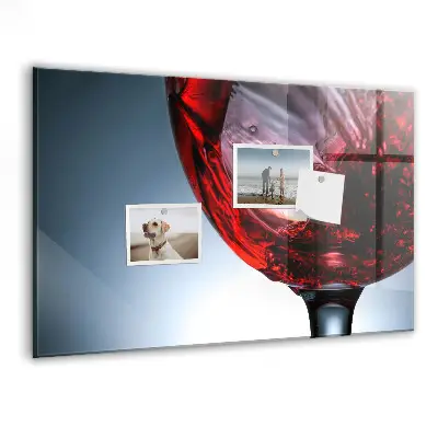 Magnetic glass dry erase board with glass of wine print