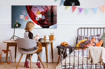 Magnetic glass dry erase board with glass of wine print