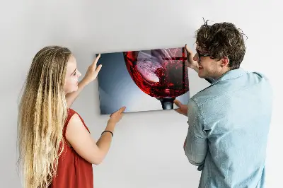 Magnetic glass dry erase board with glass of wine print