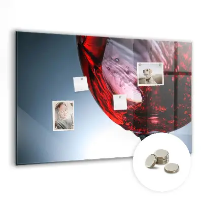 Magnetic glass dry erase board with glass of wine print